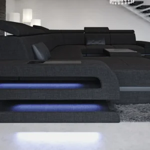 Webstoff Wohnlandschaft Bellavita mit Ottomane U-Form XL