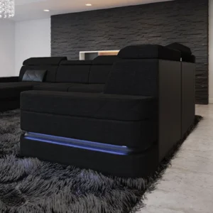Webstoff Wohnlandschaft Bellavita mit Ottomane U-Form XL