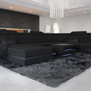 Webstoff Wohnlandschaft Bellavita mit Ottomane U-Form XL