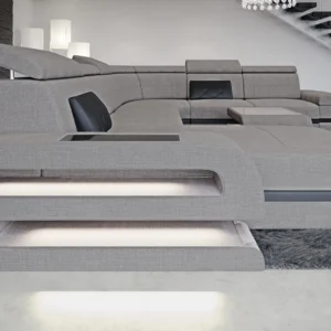 Webstoff Wohnlandschaft Bellavita mit Ottomane U-Form XL