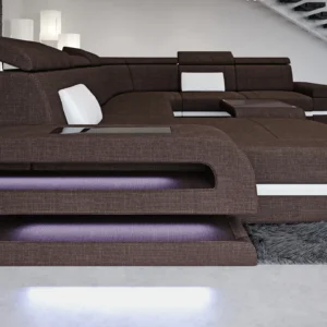 Webstoff Wohnlandschaft Bellavita mit Ottomane U-Form XL