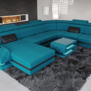 Mikrofaser Wohnlandschaft Bellavita mit Ottomane U-Form XL