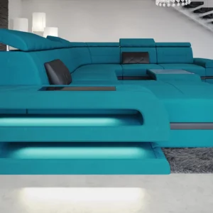 Mikrofaser Wohnlandschaft Bellavita mit Ottomane U-Form XL