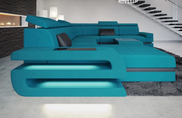 Mikrofaser Wohnlandschaft Bellavita mit Ottomane U-Form XL – Bild 18
