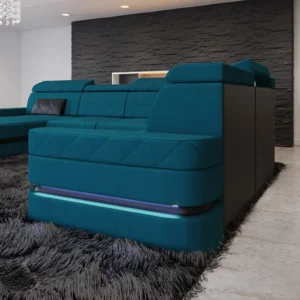 Mikrofaser Wohnlandschaft Bellavita mit Ottomane U-Form XL