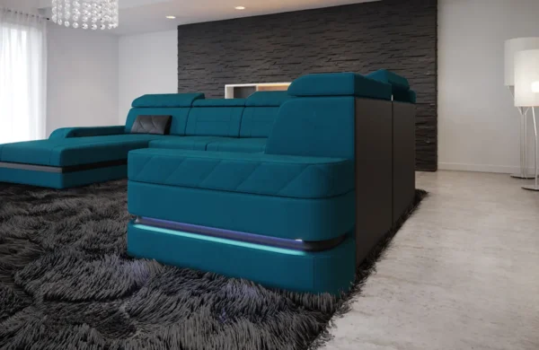 Mikrofaser Wohnlandschaft Bellavita mit Ottomane U-Form XL – Bild 19