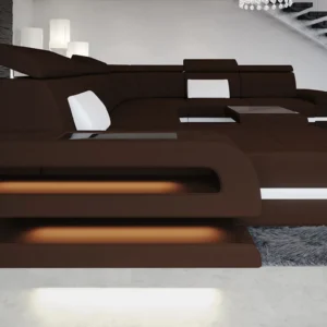 Mikrofaser Wohnlandschaft Bellavita mit Ottomane U-Form XL