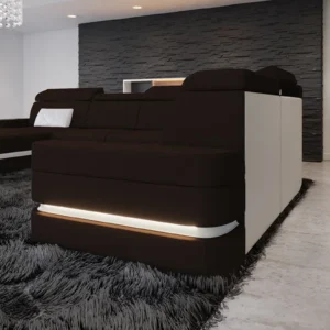 Mikrofaser Wohnlandschaft Bellavita mit Ottomane U-Form XL