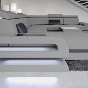 Mikrofaser Wohnlandschaft Bellavita mit Ottomane U-Form XL