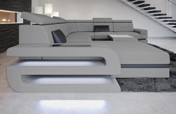 Mikrofaser Wohnlandschaft Bellavita mit Ottomane U-Form XL – Bild 10