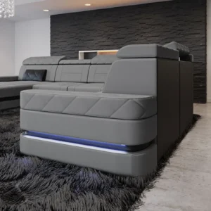 Mikrofaser Wohnlandschaft Bellavita mit Ottomane U-Form XL