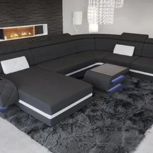 Mikrofaser Wohnlandschaft Bellavita mit Ottomane U-Form XL