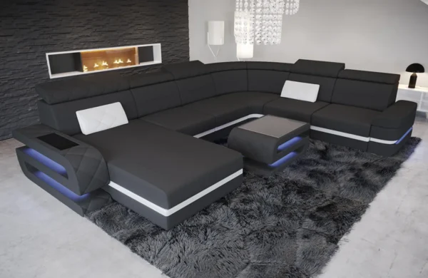 Mikrofaser Wohnlandschaft Bellavita mit Ottomane U-Form XL – Bild 13