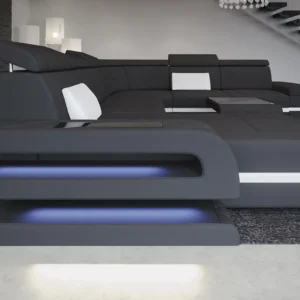 Mikrofaser Wohnlandschaft Bellavita mit Ottomane U-Form XL
