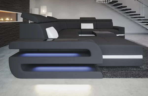 Mikrofaser Wohnlandschaft Bellavita mit Ottomane U-Form XL – Bild 14