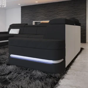 Mikrofaser Wohnlandschaft Bellavita mit Ottomane U-Form XL
