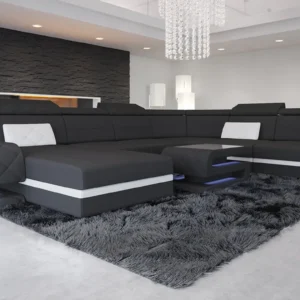 Mikrofaser Wohnlandschaft Bellavita mit Ottomane U-Form XL