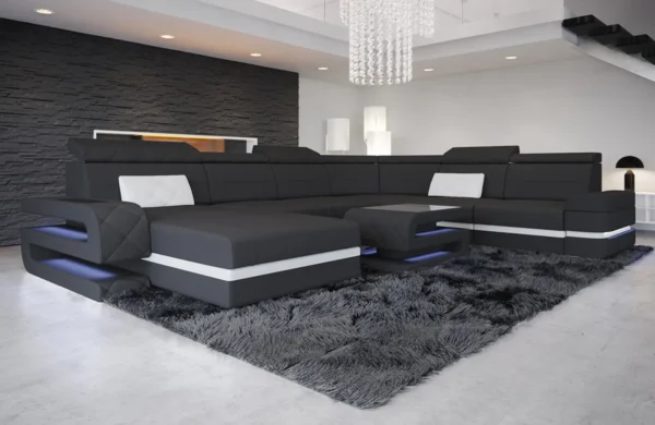 Mikrofaser Wohnlandschaft Bellavita mit Ottomane U-Form XL – Bild 16