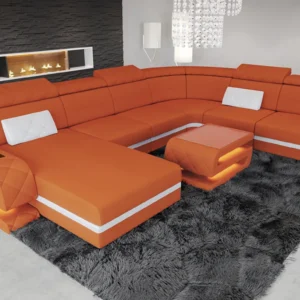 Mikrofaser Wohnlandschaft Bellavita mit Ottomane U-Form XL