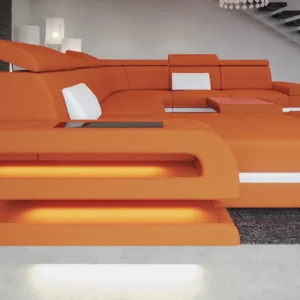 Mikrofaser Wohnlandschaft Bellavita mit Ottomane U-Form XL