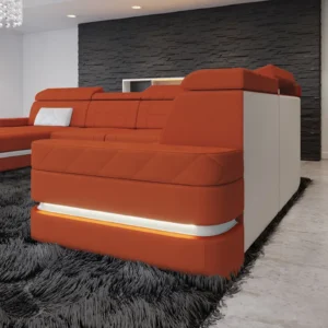 Mikrofaser Wohnlandschaft Bellavita mit Ottomane U-Form XL