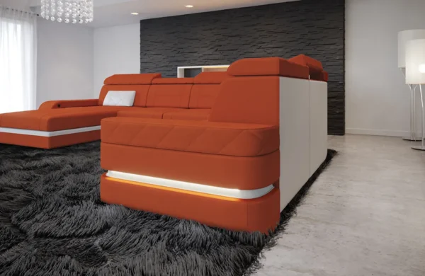 Mikrofaser Wohnlandschaft Bellavita mit Ottomane U-Form XL – Bild 3