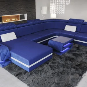 Samtstoff Wohnlandschaft Bellavita mit Ottomane U-Form XL