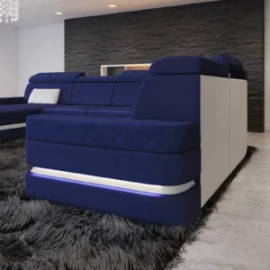 Samtstoff Wohnlandschaft Bellavita mit Ottomane U-Form XL