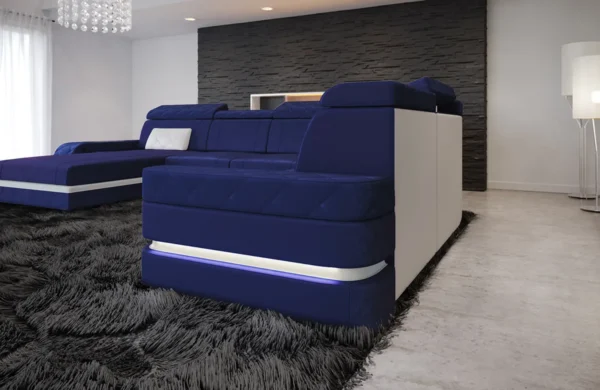 Samtstoff Wohnlandschaft Bellavita mit Ottomane U-Form XL – Bild 7