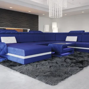 Samtstoff Wohnlandschaft Bellavita mit Ottomane U-Form XL