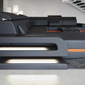 Büffelleder Wohnlandschaft Bellavita mit Ottomane U-Form XL
