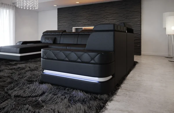 Büffelleder Wohnlandschaft Bellavita mit Ottomane U-Form XL – Bild 11