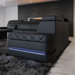 Büffelleder Wohnlandschaft Bellavita mit Ottomane U-Form XL