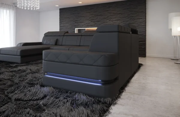 Büffelleder Wohnlandschaft Bellavita mit Ottomane U-Form XL – Bild 15