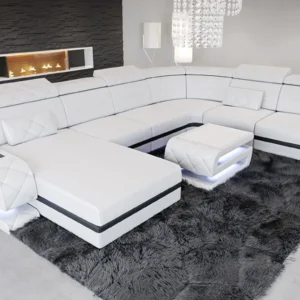 Büffelleder Wohnlandschaft Bellavita mit Ottomane U-Form XL