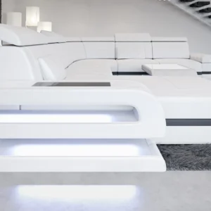 Büffelleder Wohnlandschaft Bellavita mit Ottomane U-Form XL