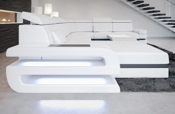 Büffelleder Wohnlandschaft Bellavita mit Ottomane U-Form XL – Bild 18