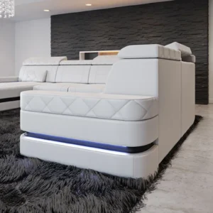 Büffelleder Wohnlandschaft Bellavita mit Ottomane U-Form XL