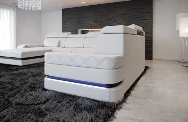 Büffelleder Wohnlandschaft Bellavita mit Ottomane U-Form XL – Bild 19