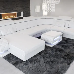 Büffelleder Wohnlandschaft Bellavita mit Ottomane U-Form XL