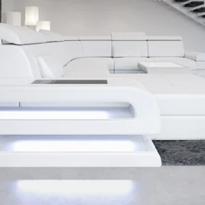 Büffelleder Wohnlandschaft Bellavita mit Ottomane U-Form XL
