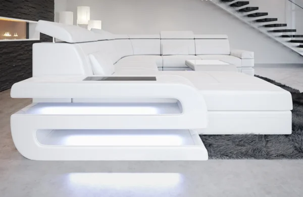 Büffelleder Wohnlandschaft Bellavita mit Ottomane U-Form XL – Bild 22