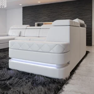 Büffelleder Wohnlandschaft Bellavita mit Ottomane U-Form XL