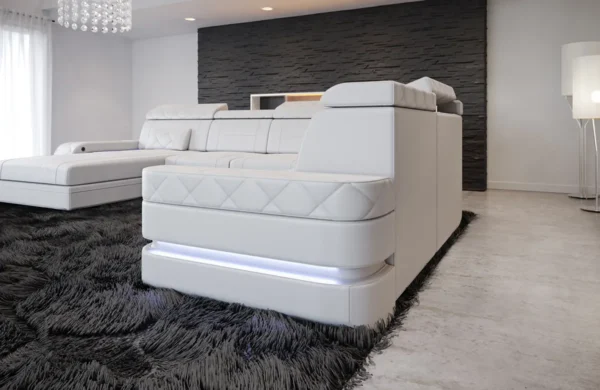 Büffelleder Wohnlandschaft Bellavita mit Ottomane U-Form XL – Bild 23