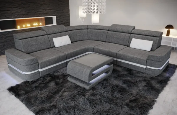 Webstoff Ecksofa Bellavita L-Form (Symmetrisch) M Mini