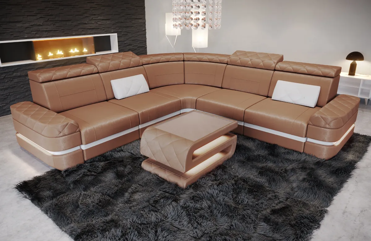 Samtstoff Ecksofa Bellavita L-Form (Symmetrisch) M Mini