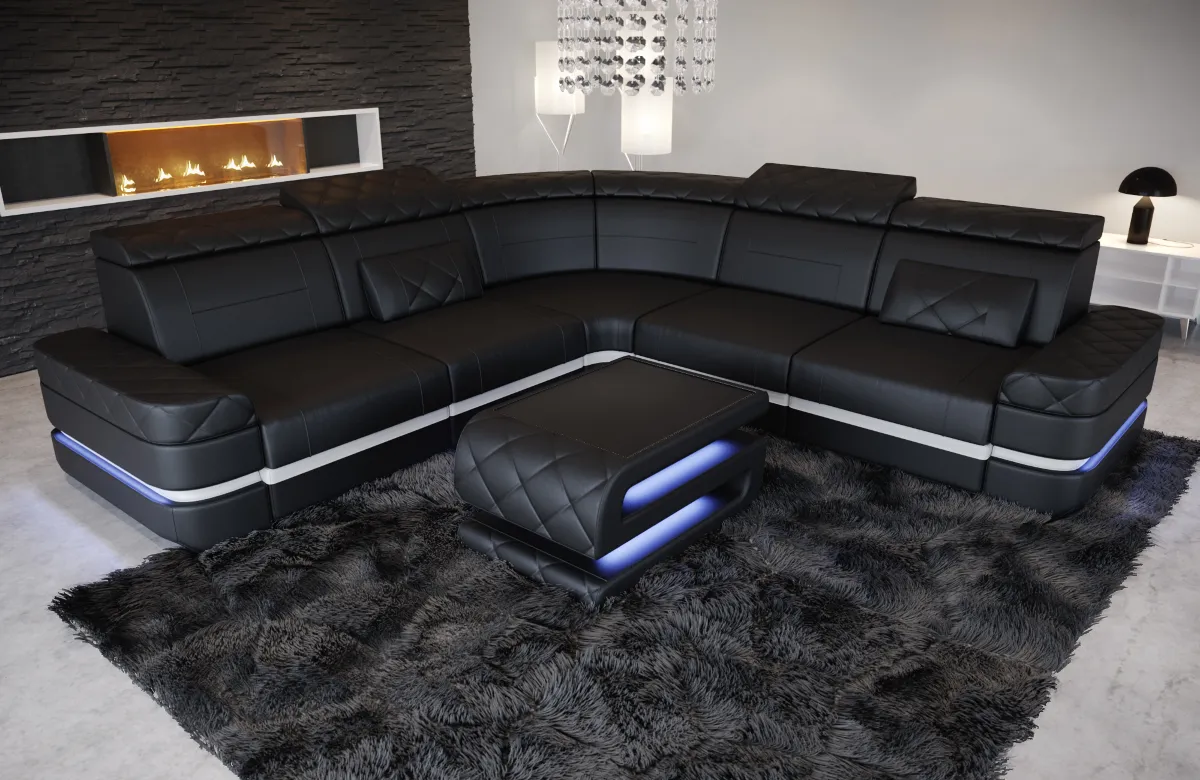 Büffelleder Ecksofa Bellavita L-Form (Symmetrisch) M