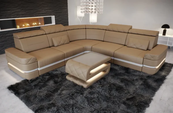 Büffelleder Ecksofa Bellavita L-Form (Symmetrisch) M – Bild 10