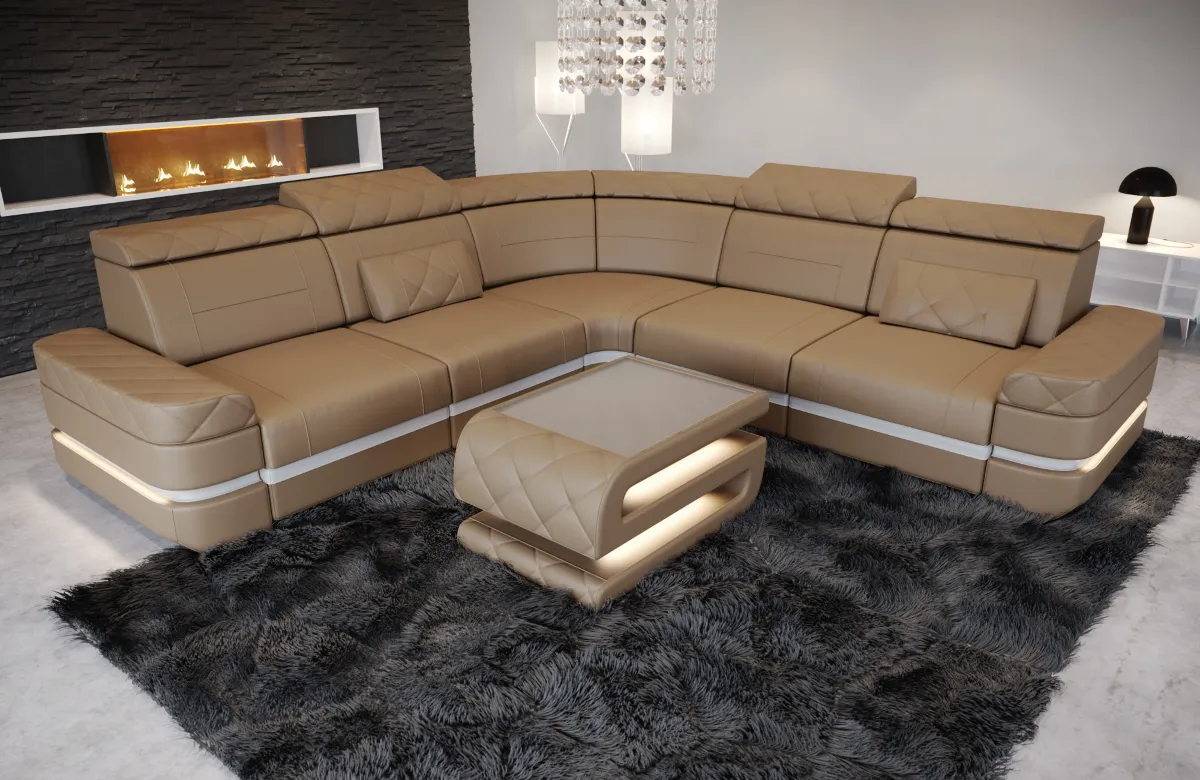 Kunstleder Ecksofa Bellavita L-Form (Symmetrisch) M