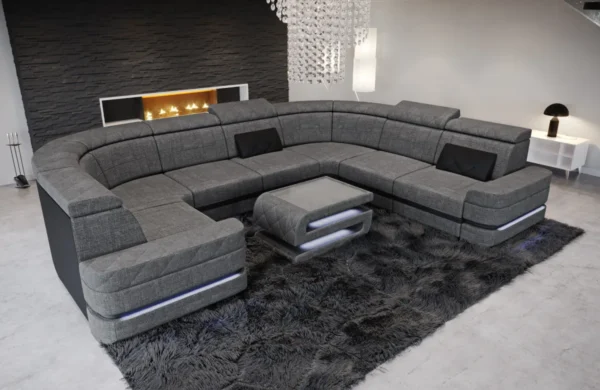 Webstoff Wohnlandschaft Bellavita U-Form XL – Bild 4